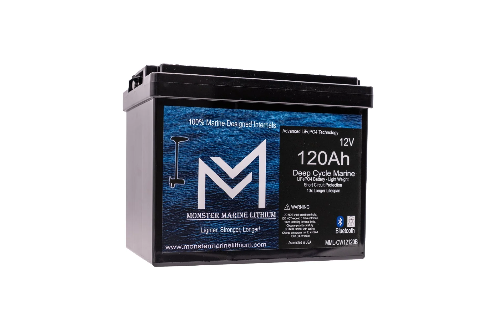 12V 120Ah Slim Bluetooth Lithium Deep Cycle Marine Battery MML-12120SB (w/ bluetooth) - Image 3
