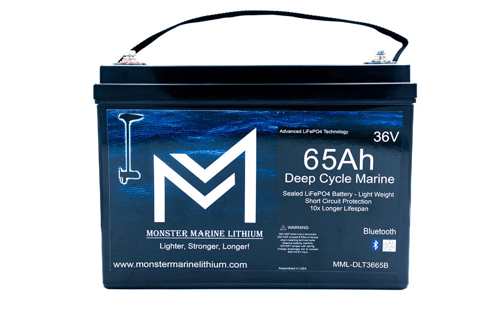 36V 65Ah Bluetooth Deep Cycle Lithium Trolling Battery - Image 2