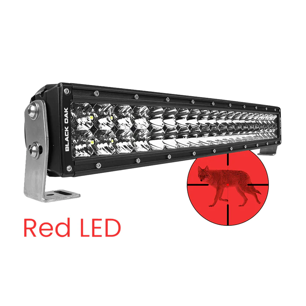 Black Oak 20" Curved Double Row Red LED Predator Hunting Light Bar - Combo Optics - Black Housing - Pro Series 3.0 [20CR-D3OS] - Image 2