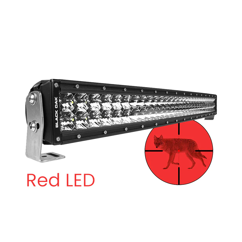 Black Oak 30" Curved Double Row Red LED Predator Hunting Light Bar - Combo Optics - Black Housing - Pro Series 3.0 [30CR-D3OS] - Image 2