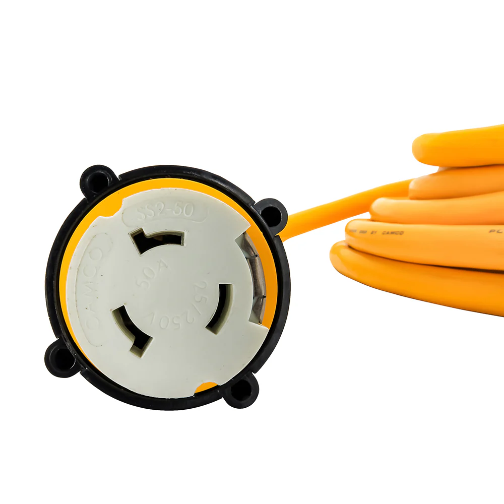 Camco 50 Amp Power Grip Marine Extension Cord - 50 M-Locking/F-Locking Adapter [55623] - Image 2