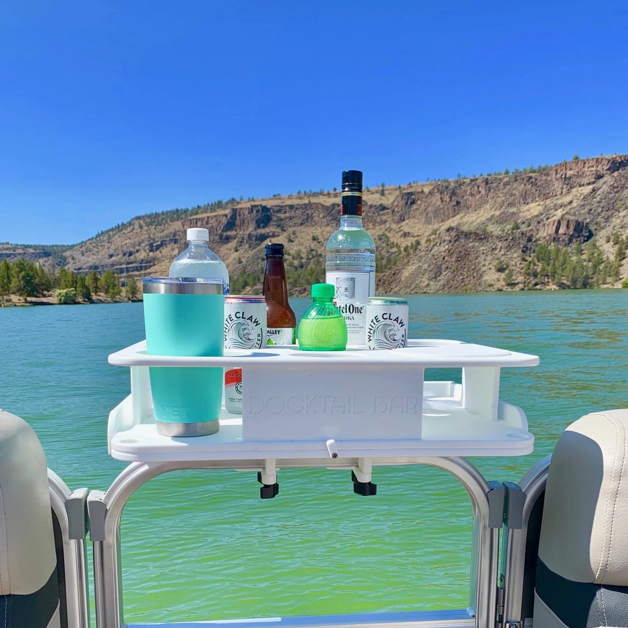 Docktail Boat Table Caddy with Pontoon Rail Mount - Image 2