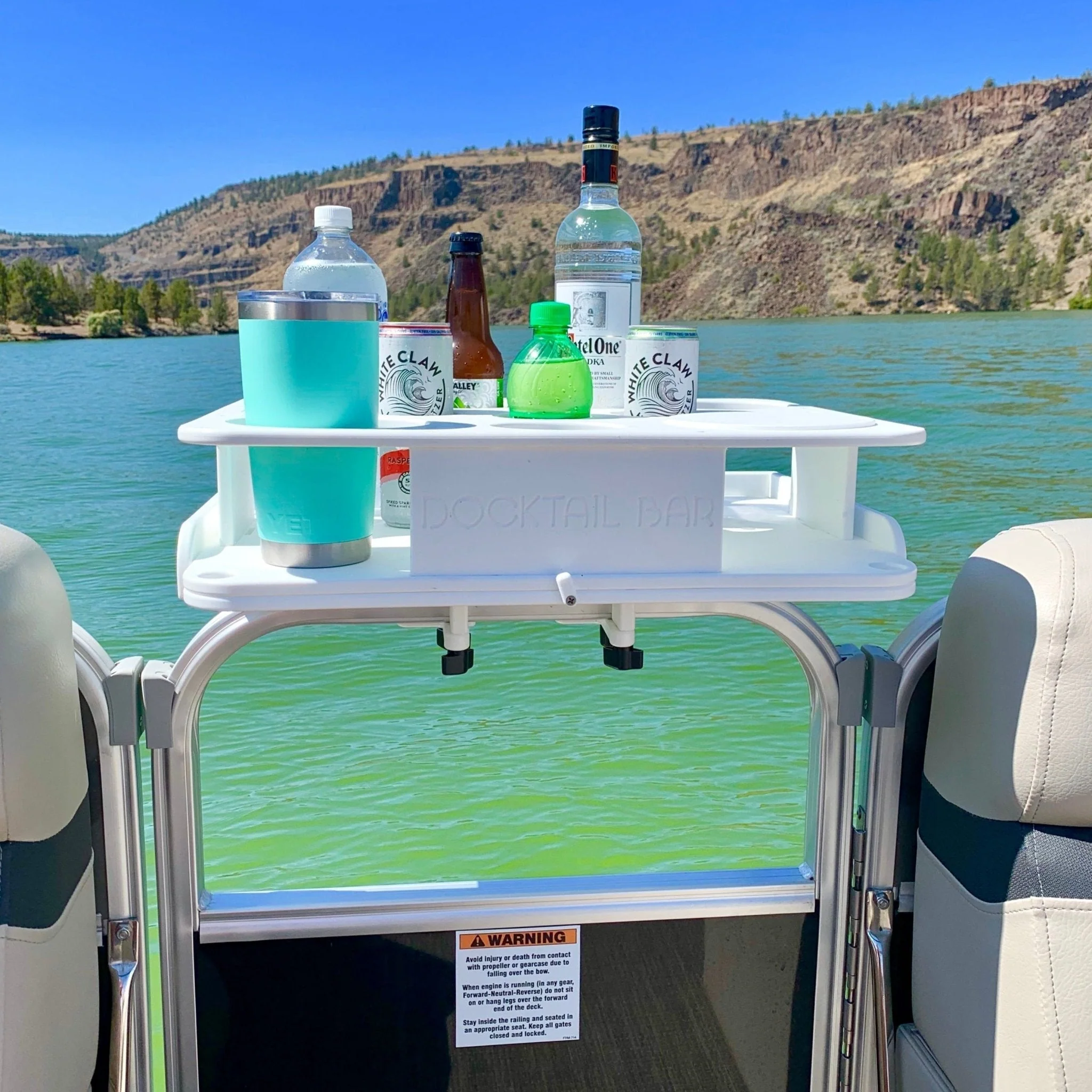 Docktail Boat Table Caddy with Pontoon Rail Mount - Image 5