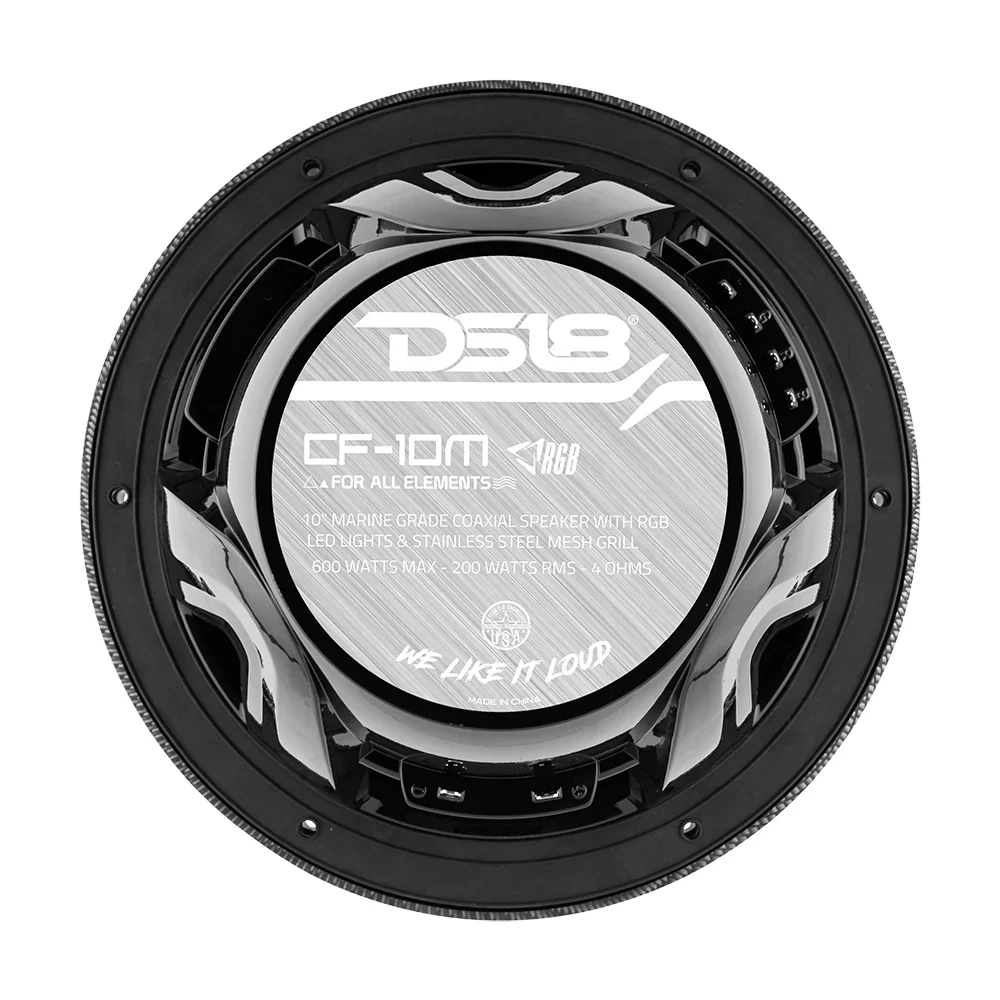 DS18 HYDRO 10" 2-Way Speakers w/Bullet Tweeter  Integrated RGB LED Lights - Carbon Fiber [CF-10M] - Image 4