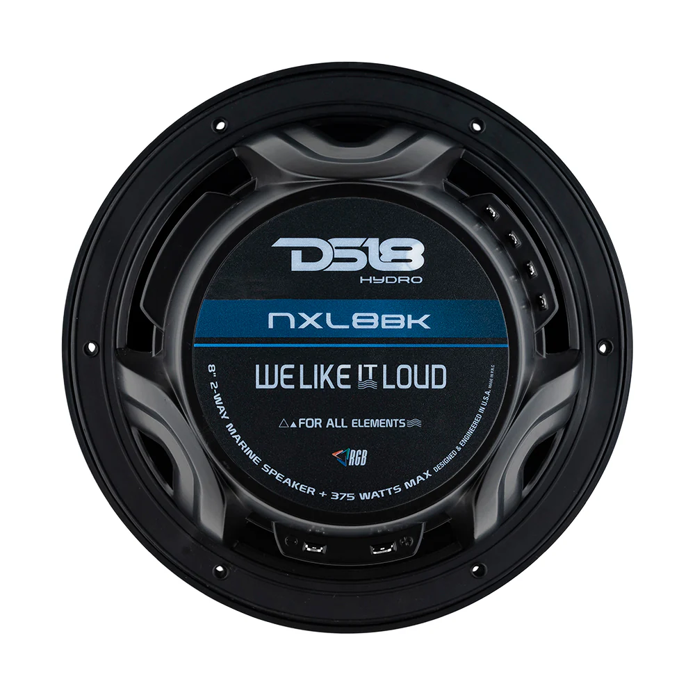 DS18 HYDRO 8" 2-Way Marine Speakers w/RGB LED Lights 375W - Matte Black [NXL-8BK] - Image 4