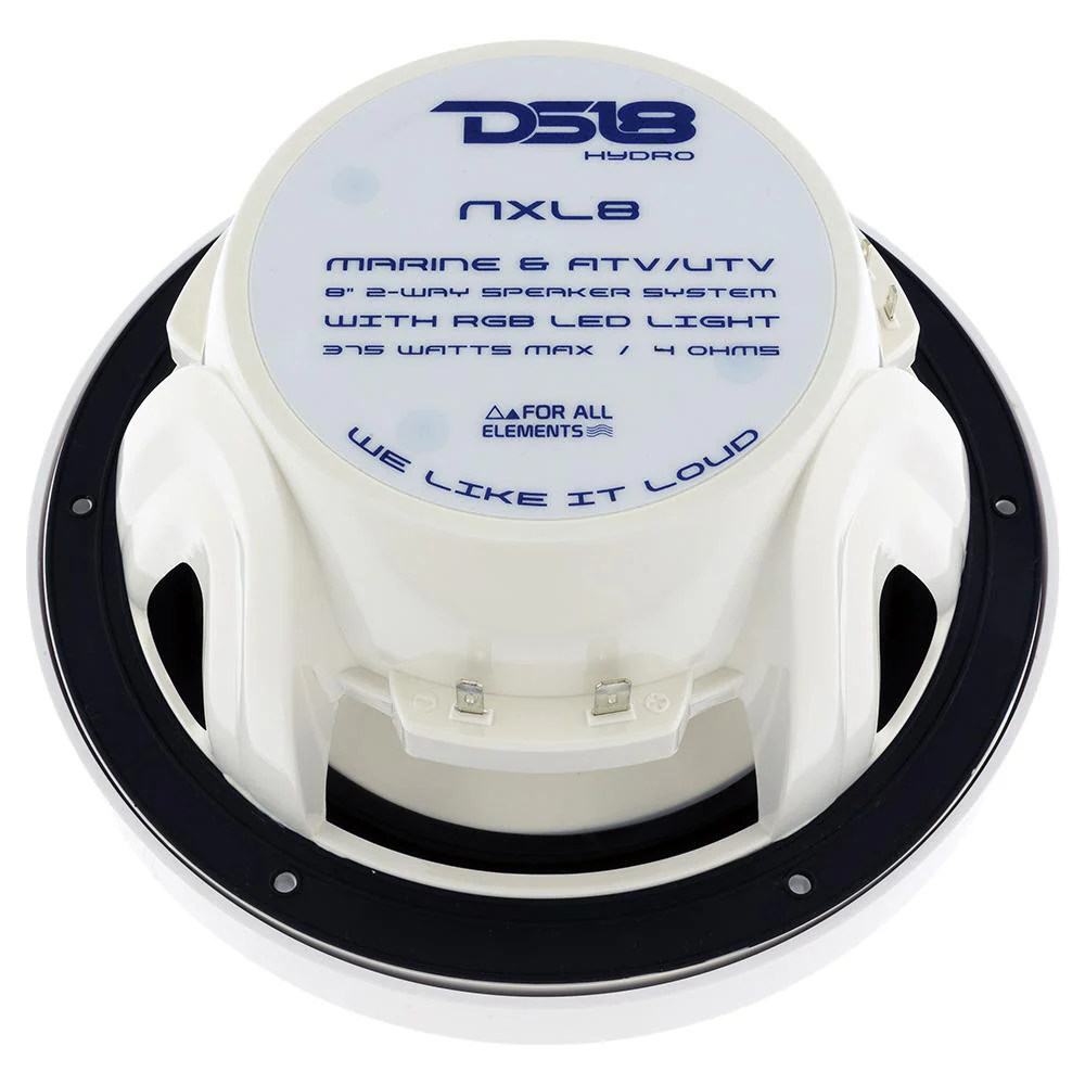 DS18 HYDRO 8" 2-Way Marine Speakers w/RGB LED Lights 375W - White [NXL-8] - Image 7