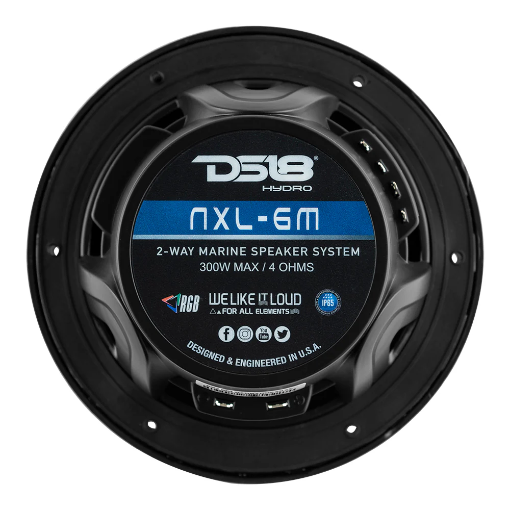 DS18 New Edition HYDRO 6.5" 2-Way Marine Speakers w/RGB LED Lighting 300W - Black [NXL-6M/BK] - Image 4