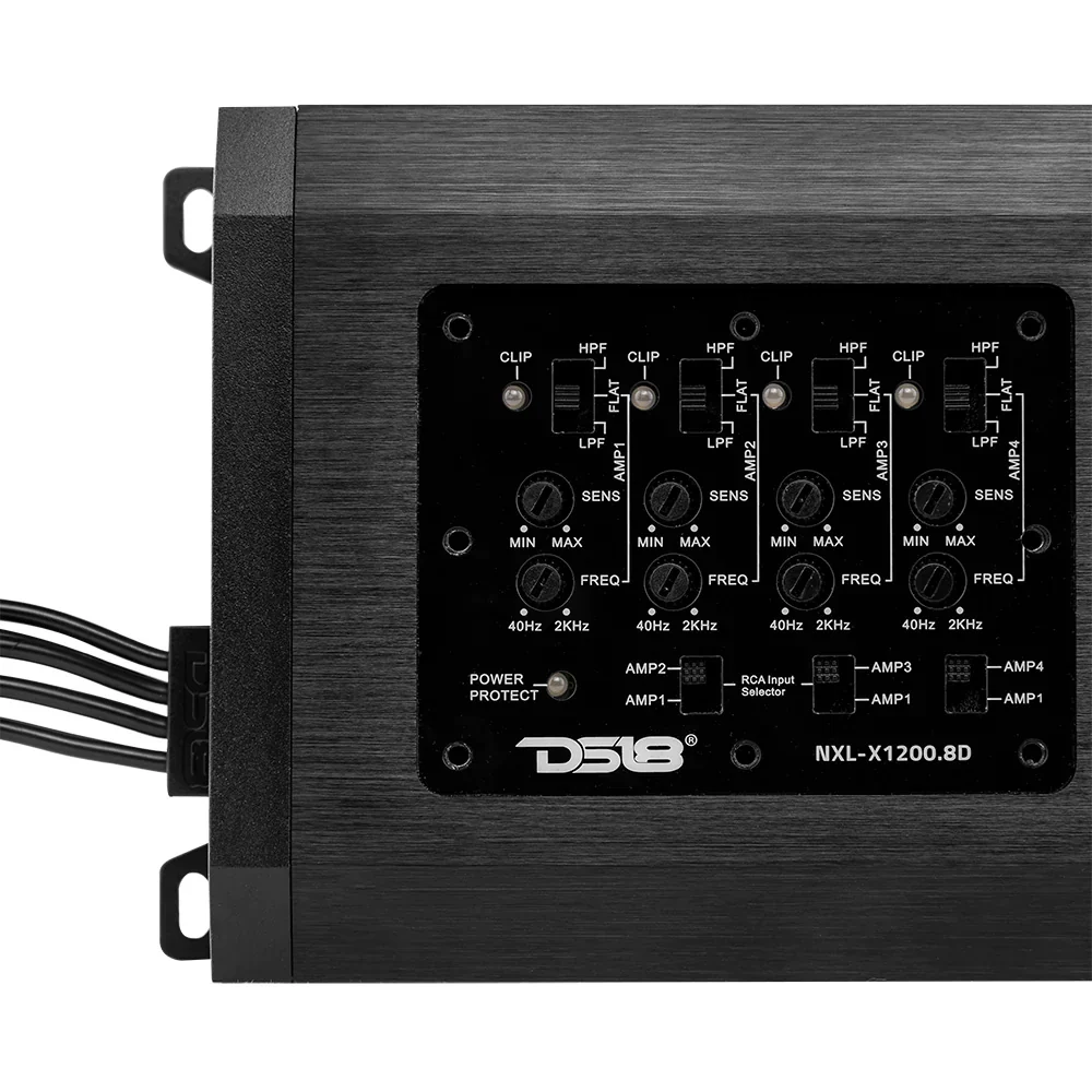 DS18 NXL 8-Channel Full-Range Class D Marine/Powersports Amplifier - 8 x 150W RMS, 4-Ohm [NXL-X1200.8D] - Image 3