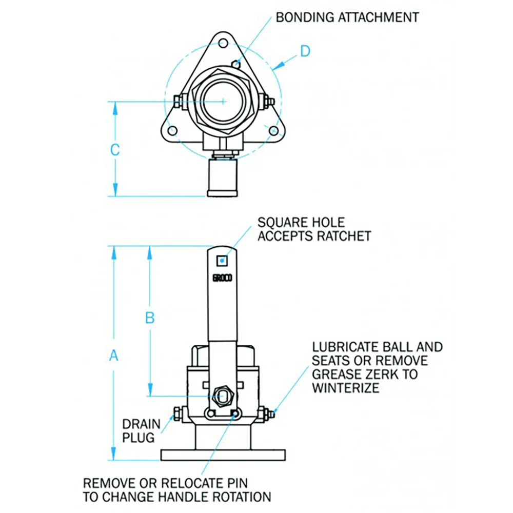 GROCO 1-1/2" Bronze Tri-Flanged Ball Valve/Seacock [FBV-1500] - Image 2