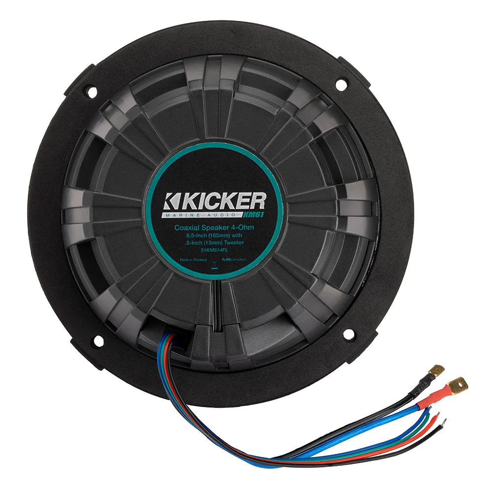 KICKER KM614FL 6.5" Low Profile Coaxial Marine Speakers w/RGB Lighting - 4-Ohm, White [51KM614FL] - Image 4