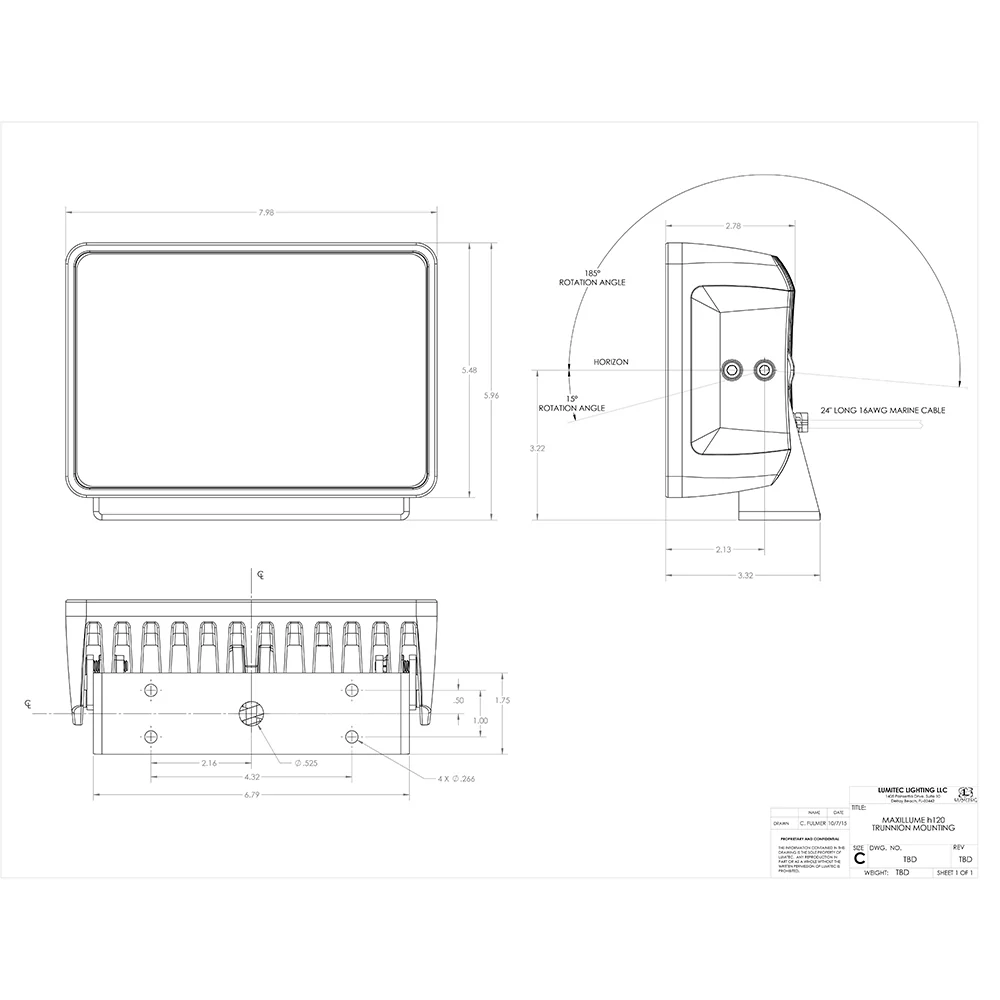 Lumitec Maxillume h120 - Trunnion Mount Flood Light - White Housing - White Dimming [101346] - Image 3