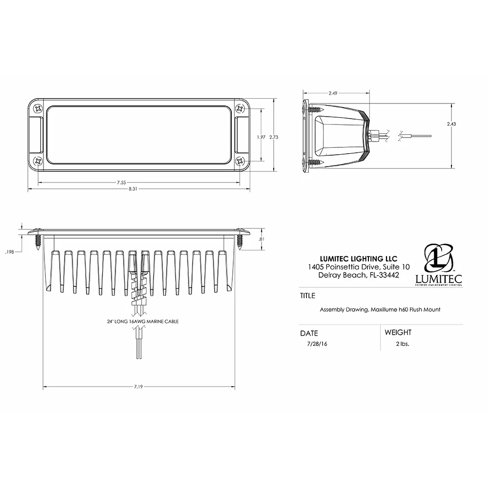 Lumitec Maxillumeh60 - Flush Mount Flood Light - White Housing - White Dimming [101336] - Image 3