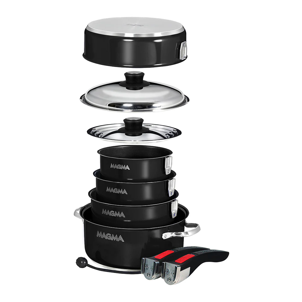 Magma Nestable 10 Piece Induction Non-Stick Enamel Finish Cookware Set - Jet Black [A10-366-JB-2-IN] - Image 2