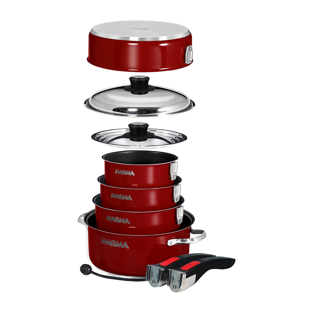 Magma Nestable 10 Piece Induction Non-Stick Enamel Finish Cookware Set - Magma Red [A10-366-MR-2-IN] - Image 2