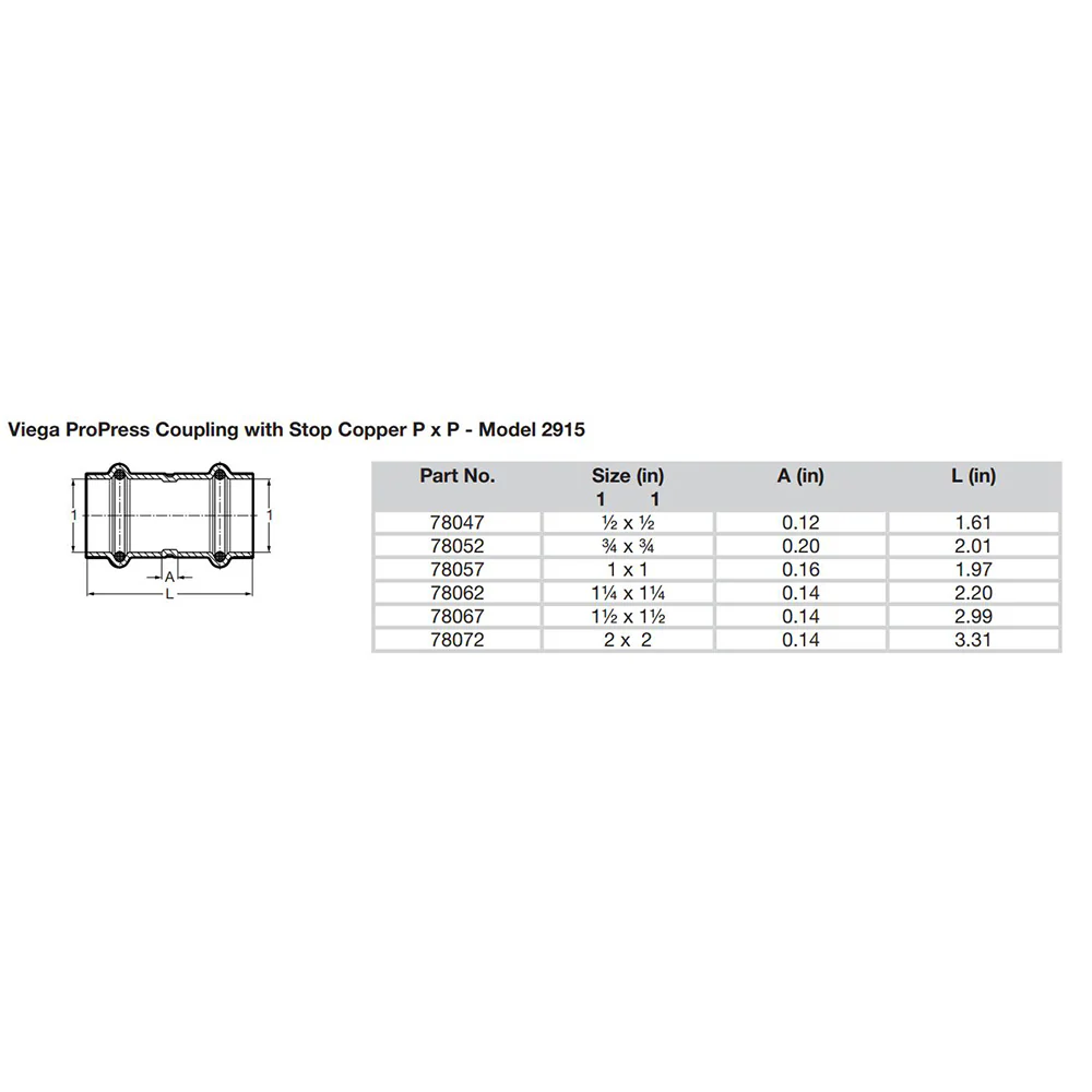 ProPress 1-1/2" Copper Coupling w/Stop - Double Press Connection - Smart Connect Technology [78067] - Image 2