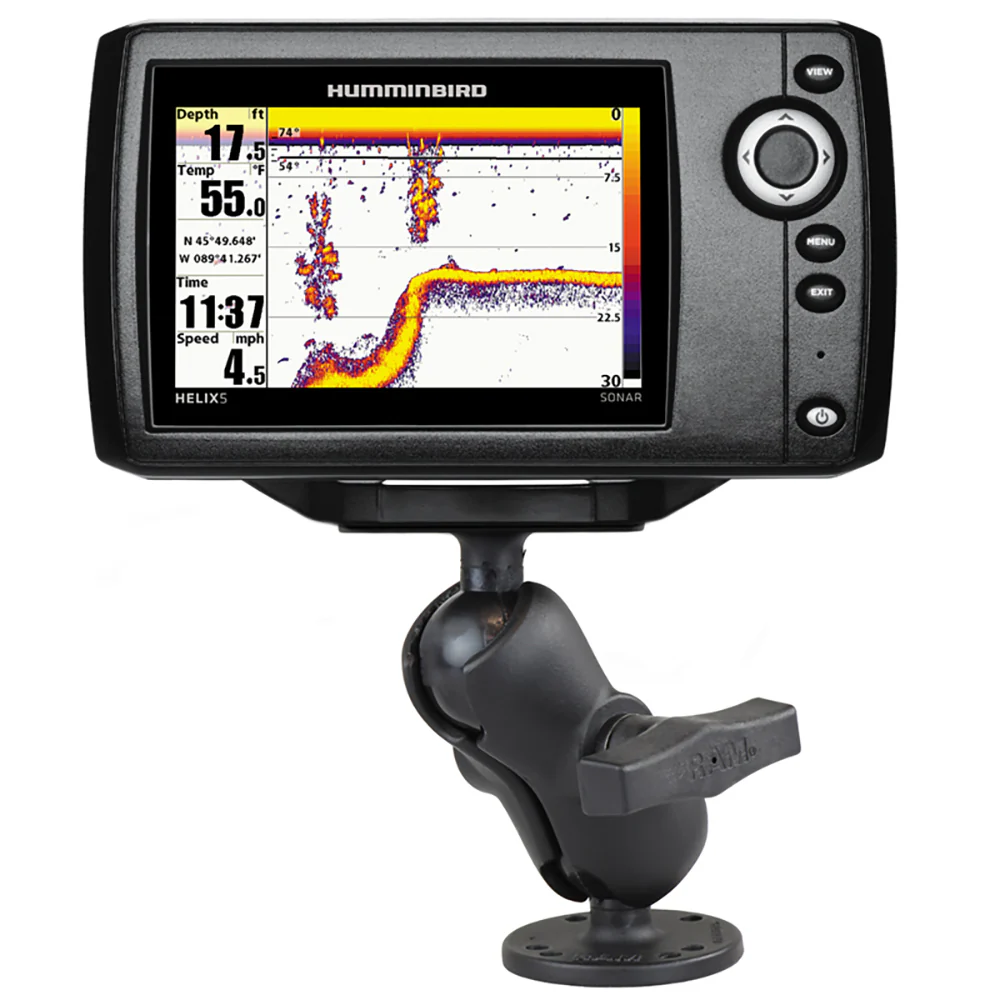 RAM Mount 1.5" Ball Mount w/2.5" Round Base, Short Arm  1.5" x 3" Plate f/Humminbird Helix 5 Only [RAM-202-153-B-202U] - Image 2