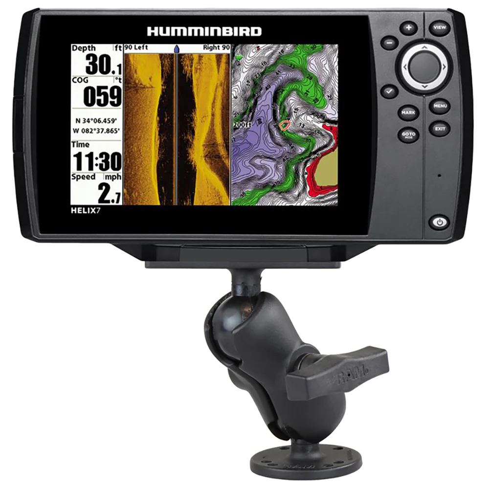 RAM Mount 1.5" Ball Mount w/2.5" Round Base, Short Arm  2" x 4" Plate f/Humminbird Helix 7 Only [RAM-202-24-B-202U] - Image 2