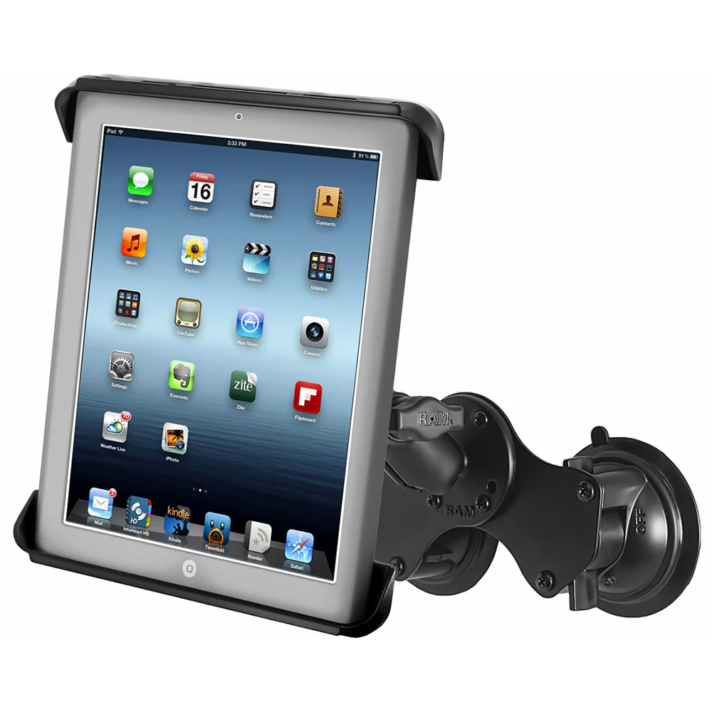 RAM Mount Double Twist-Lock Suction Cup Mount w/Tab-Tite Universal Spring Loaded Cradle f/Apple iPad 1-4 w/or w/o Light Duty Case [RAM-B-189-TAB3U] - Image 2