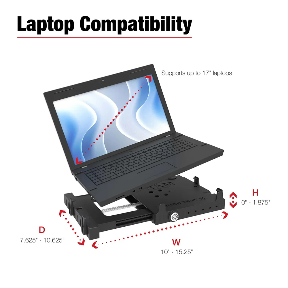 RAM Mount RAM Tough-Tray III Spring-Loaded Laptop Tray [RAM-234-7] - Image 3