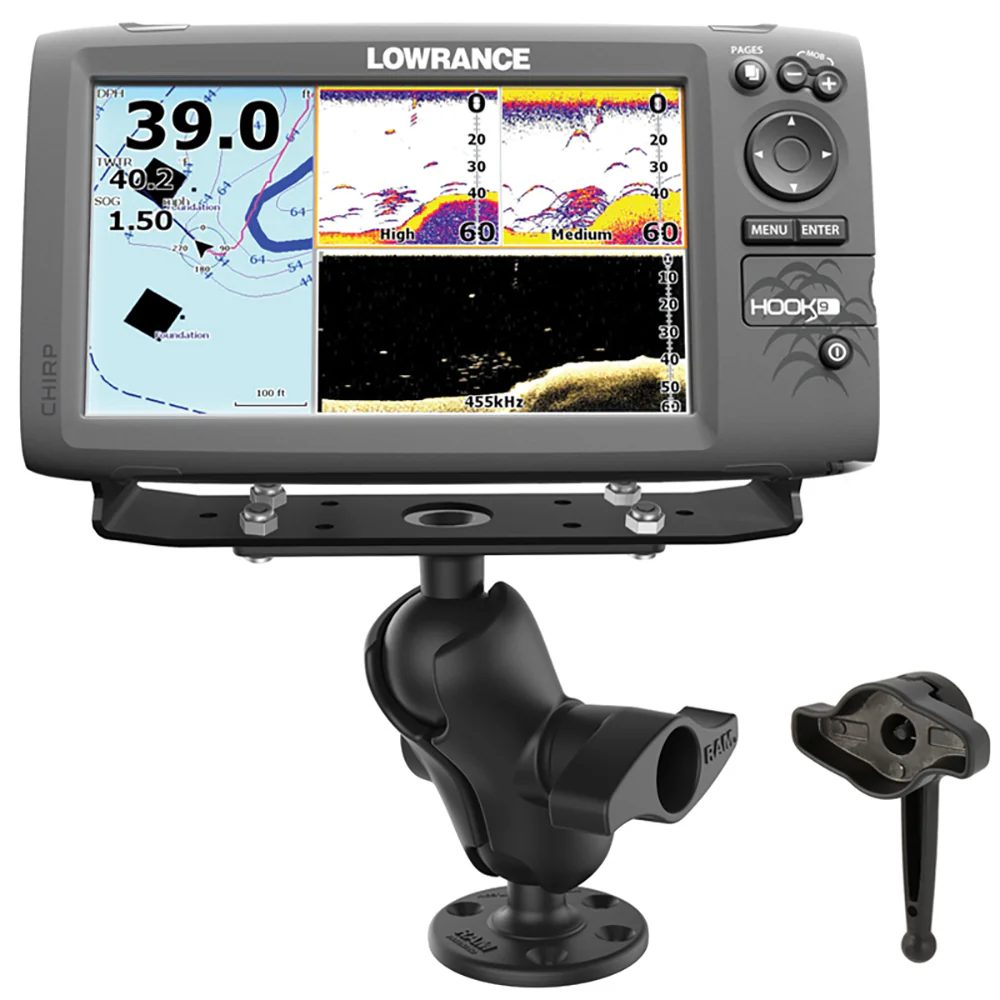 Ram Mount Universal D Size Ball Mount with Short Arm and Hi-Torq Wrench for 9"-12" Fishfinders and Chartplotters [RAM-D-115-C-KNOB9H] - Image 2