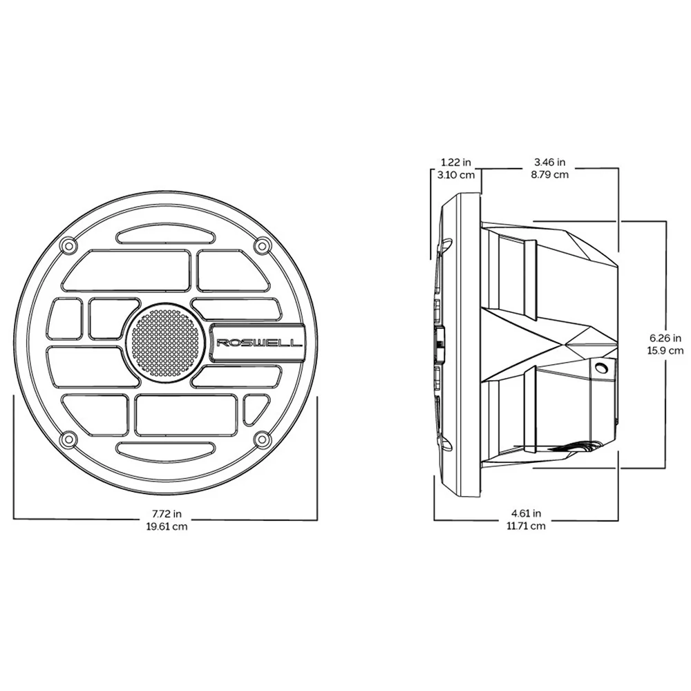 Roswell R Series 7.7 Marine Speakers - Anthracite Grille - 80W RMS  160W Peak Power [C920-1912] - Image 3