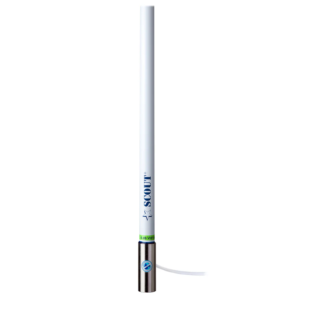 Scout 8' White VHF Antenna 6dB Heavy Stainless Steel Ferrule w/6M RG-8x Includes PL-259 Heavy Duty Offshore Antenna KS-43 [PF AN NVHF00020T] - Image 2
