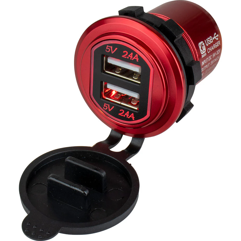 Sea-Dog Round Red Dual USB Charger w/1 Quick Charge Port + [426504-1] - Image 2
