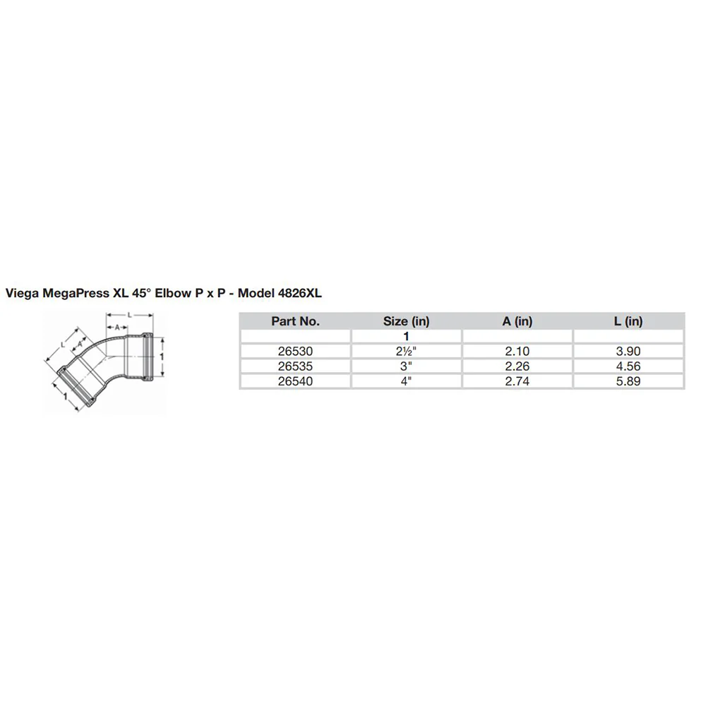 Viega MegaPress 3" 45 Carbon Steel Elbow w/FKM - Double Press Connection - Smart Connect Technology [26535] - Image 2