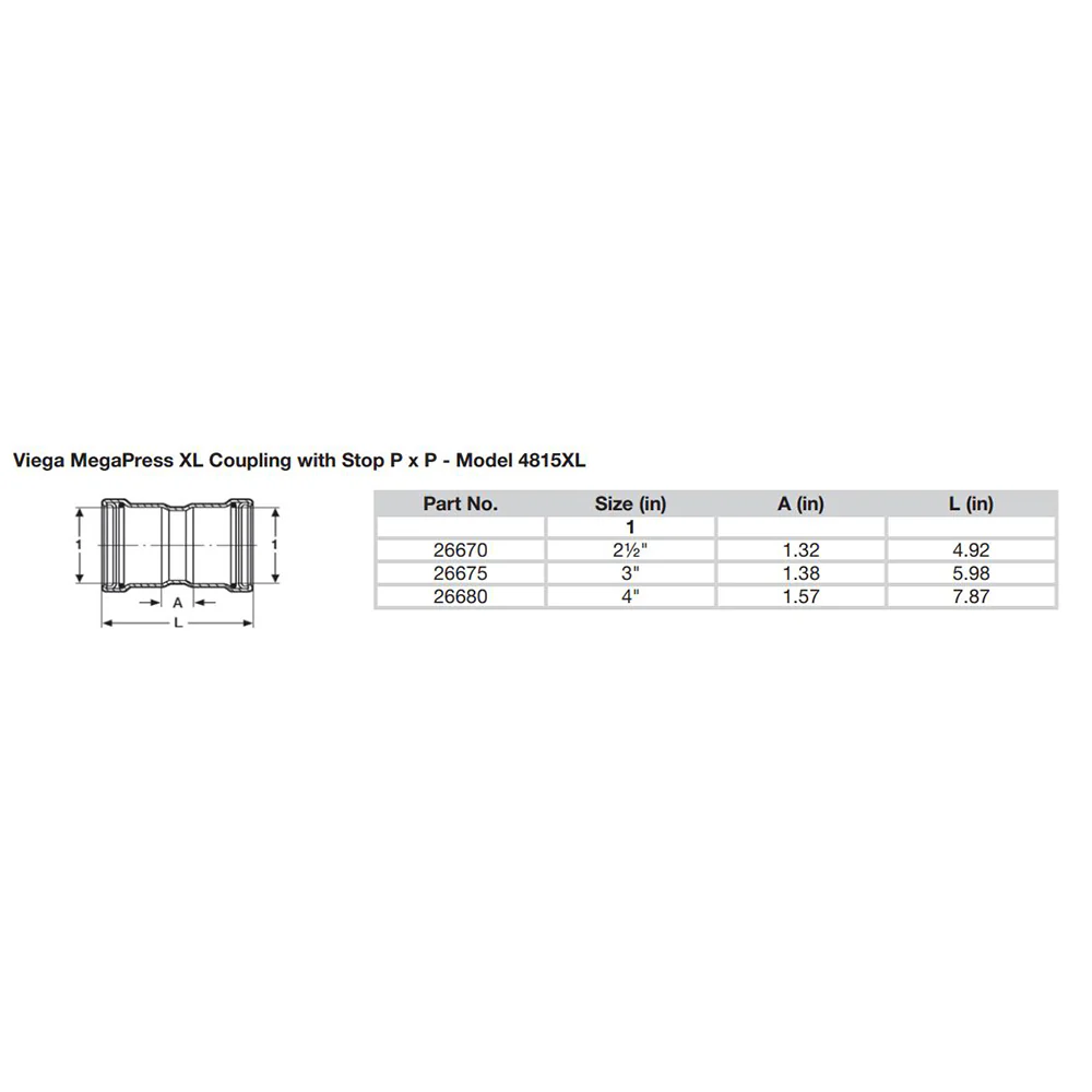 Viega MegaPress 3" Carbon Steel Coupling w/Stop w/FMK Double Press Connection - Smart Connect Technology [26675] - Image 2