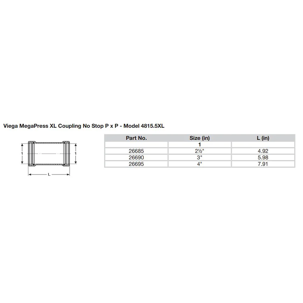 Viega MegaPress 4" Carbon Steel Coupling w/o Stop w/FMK - Double Press Connection - Smart Connect Technology [26695] - Image 2