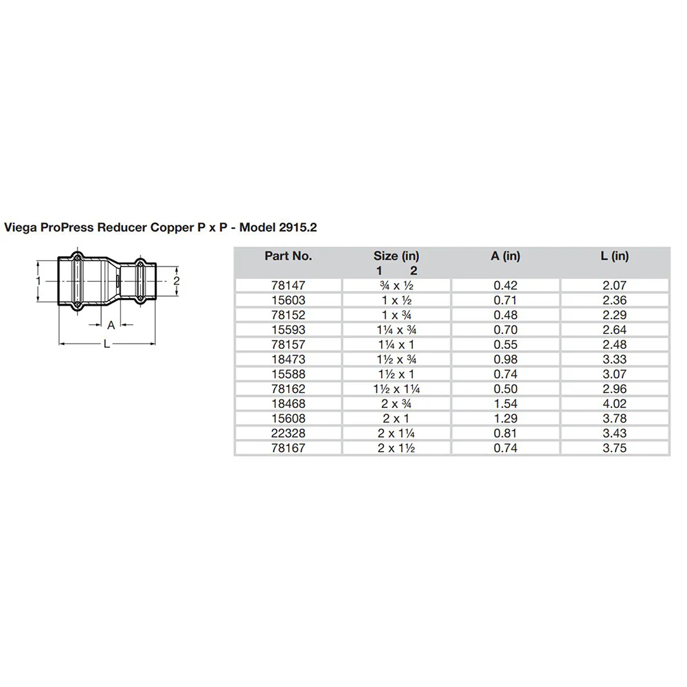 Viega ProPress 1-1/4" x 1" Copper Reducer - Double Press Connection - Smart Connect Technology [78157] - Image 2