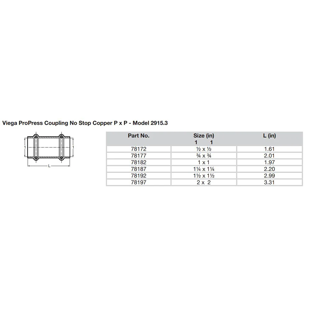 Viega ProPress 1" Copper Coupling w/o Stop - Double Press Connection - Smart Connect Technology [78182] - Image 2