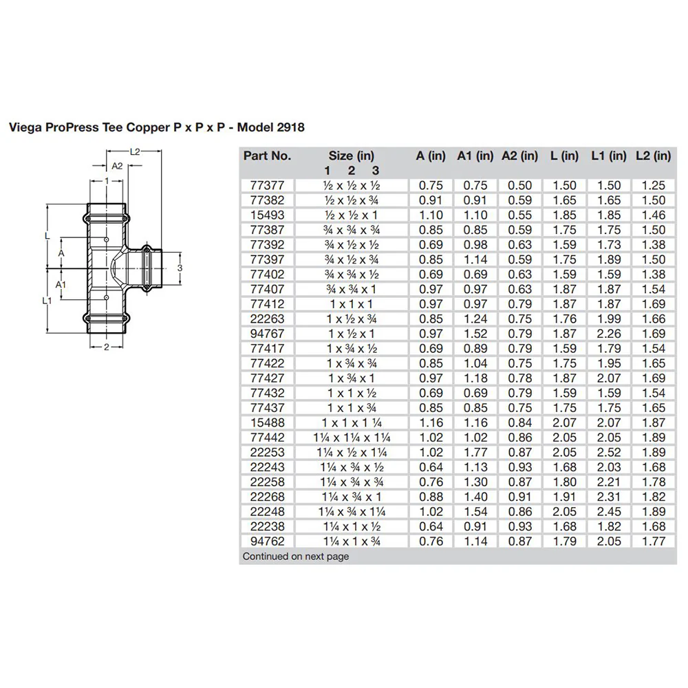 Viega ProPress 1" Copper Tee - Triple Press Connection - Smart Connect Technology [77412] - Image 2