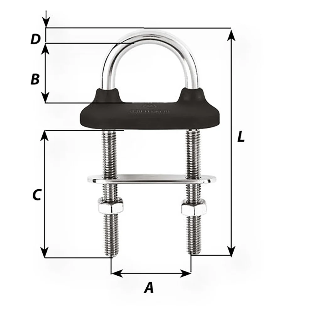 Wichard Black Watertight U-Bolt - 12mm Diameter - 15/32" - 110mm Length - 4 21/64" [65361W] - Image 2