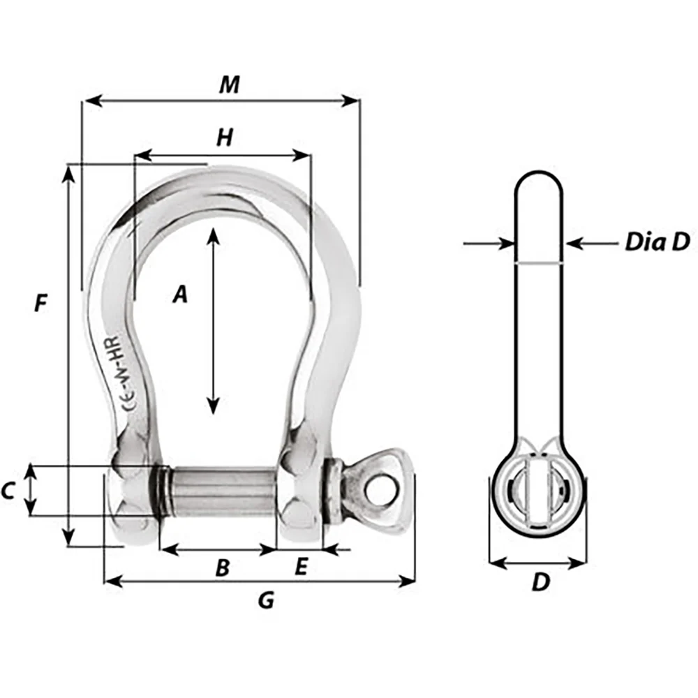 Wichard HR Bow Shackle - 14mm Diameter - 35/64" [11240W] - Image 2
