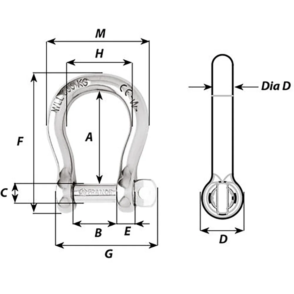 Wichard Not Self-Locking Bow Shackle - 16mm Diameter - 5/8" [1247W] - Image 2