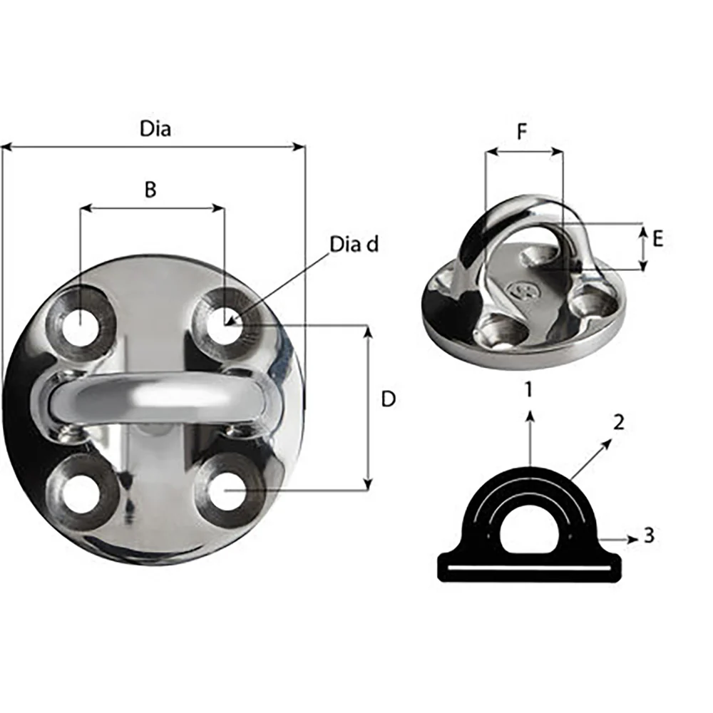 Wichard Round Pad Eye - 57mm Diameter (2-1/4") - Fixed [6635W] - Image 2