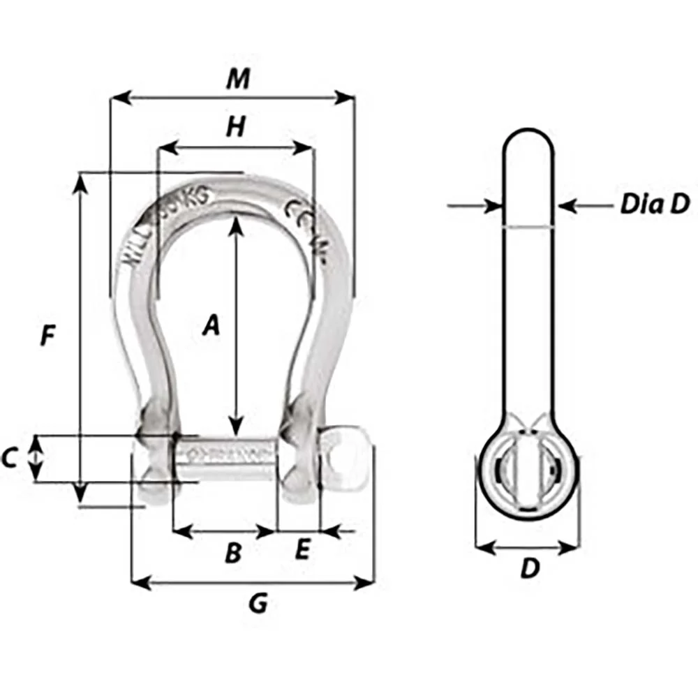 Wichard Self-Locking Bow Shackle - Diameter 12mm - 15/32" [1246W] - Image 2
