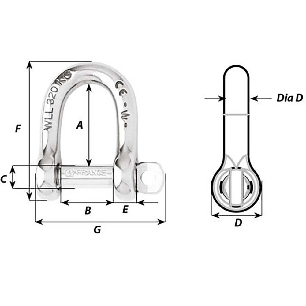 Wichard Self-Locking D Shackle - Diameter 6mm - 1/4" [1203W] - Image 2
