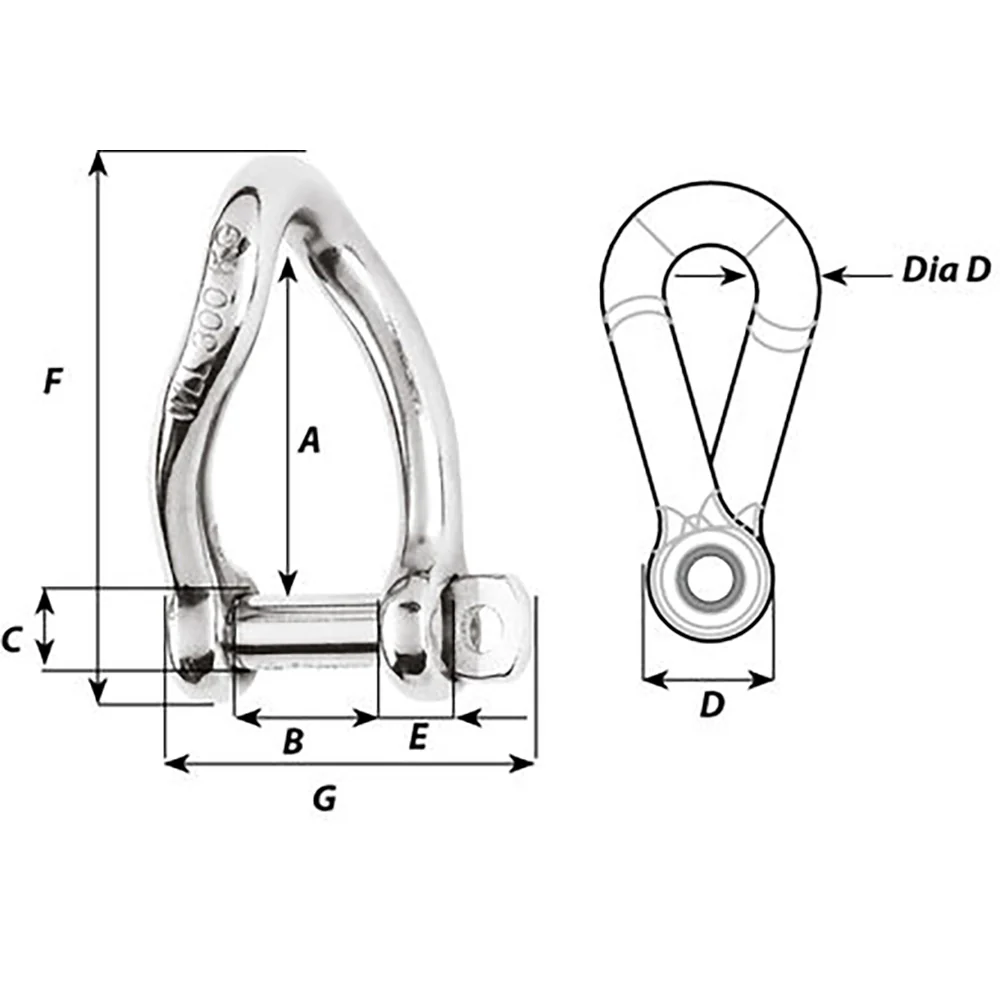 Wichard Self-Locking Twisted Shackle - 10mm Diameter - 13/32" [1225W] - Image 2